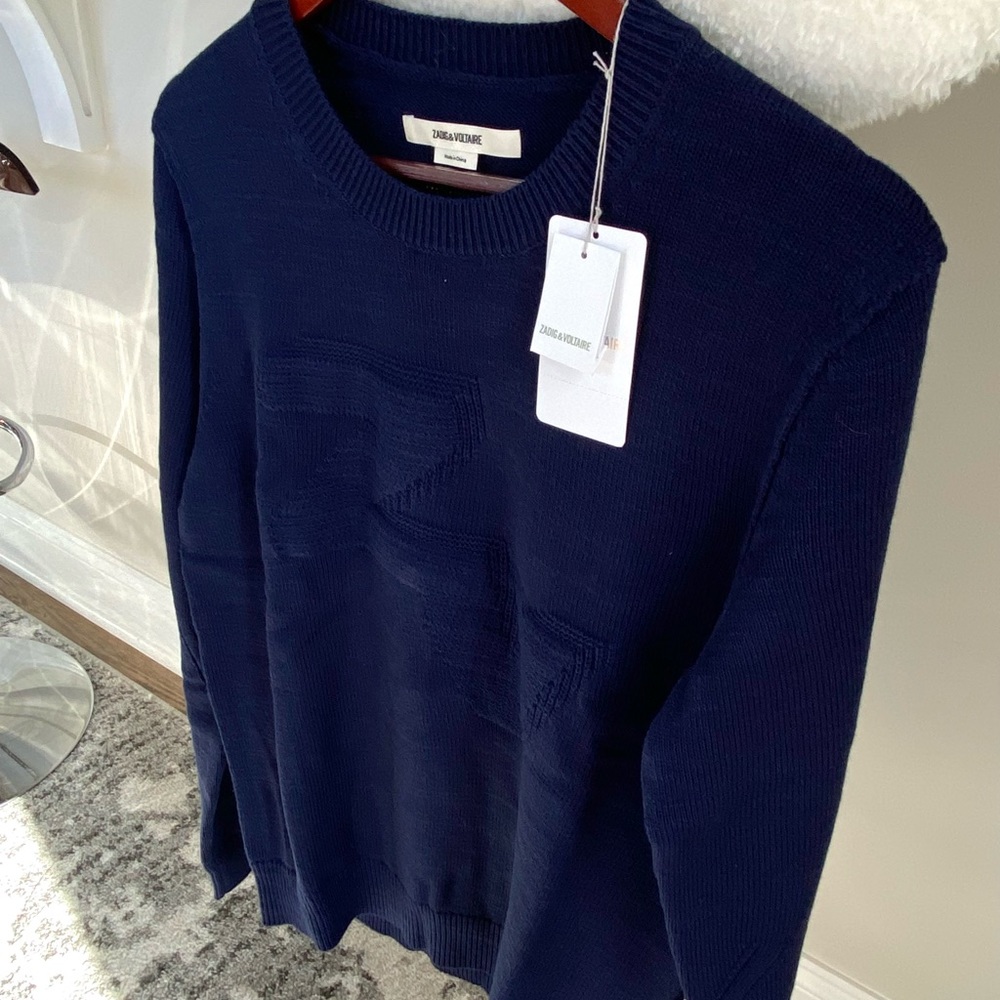 NWT Zadig & Voltaire Men's Dark Blue ZV Sweater